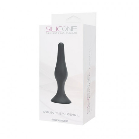 Малая чёрная анальная пробка из силикона ANAL BOTTLE PLUG SILICONE SMALL - 10 см.