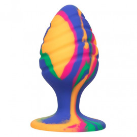 Яркая анальная пробка Cheeky Large Swirl Tie-Dye Plug - 9 см.