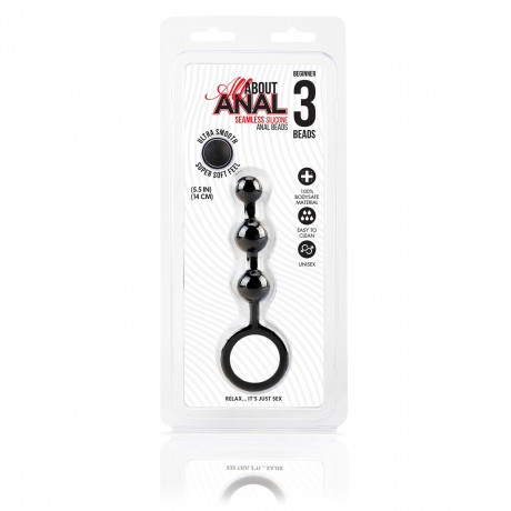 Черные силиконовые анальные бусы Silicone Anal Beads - 14 см.