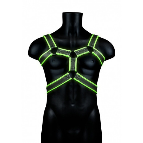 Стильная портупея Body Harness с неоновым эффектом - размер L-XL