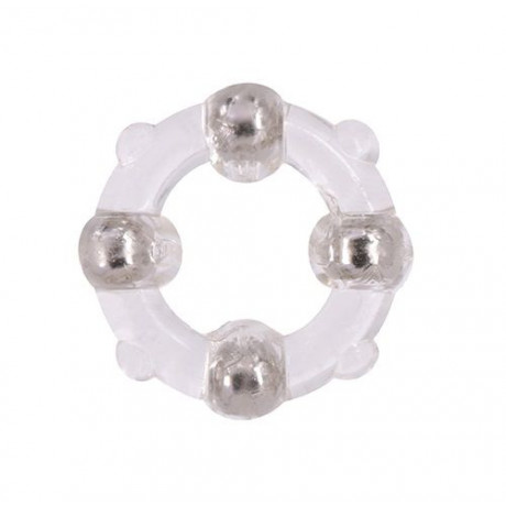 Эрекционное кольцо с 4 бусинами MENZSTUFF STUD RING CLEAR