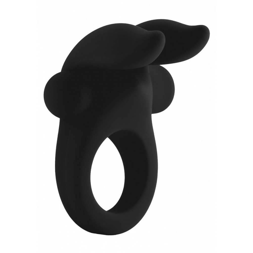 Черное эрекционное виброкольцо Bunny Silicone Cockring With Stimulating Ears