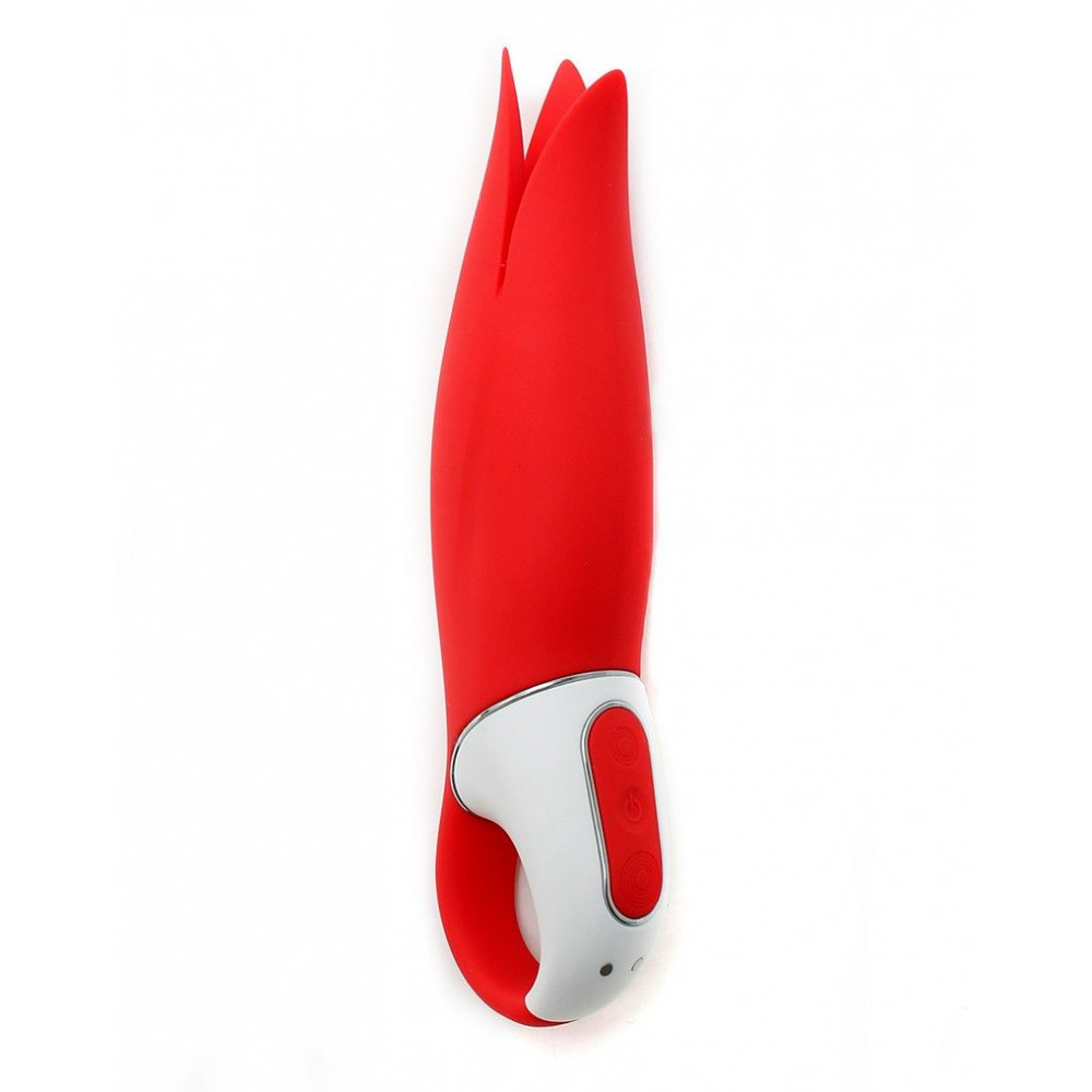 Красный вибратор Satisfyer Power Flower с лепестками - 18,8 см.