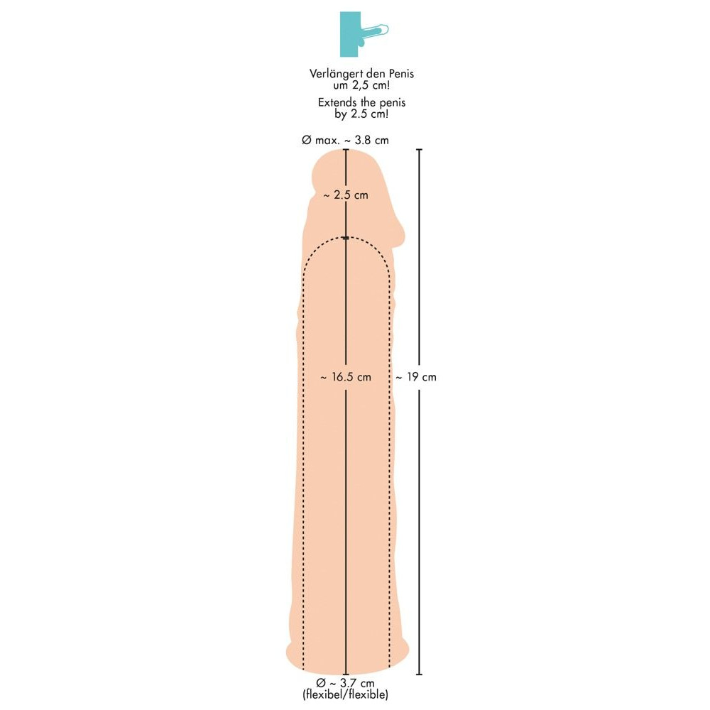 Телесная насадка-удлинитель Silicone Extension - 19 см.