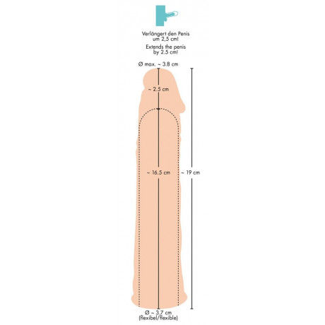 Телесная насадка-удлинитель Silicone Extension - 19 см.