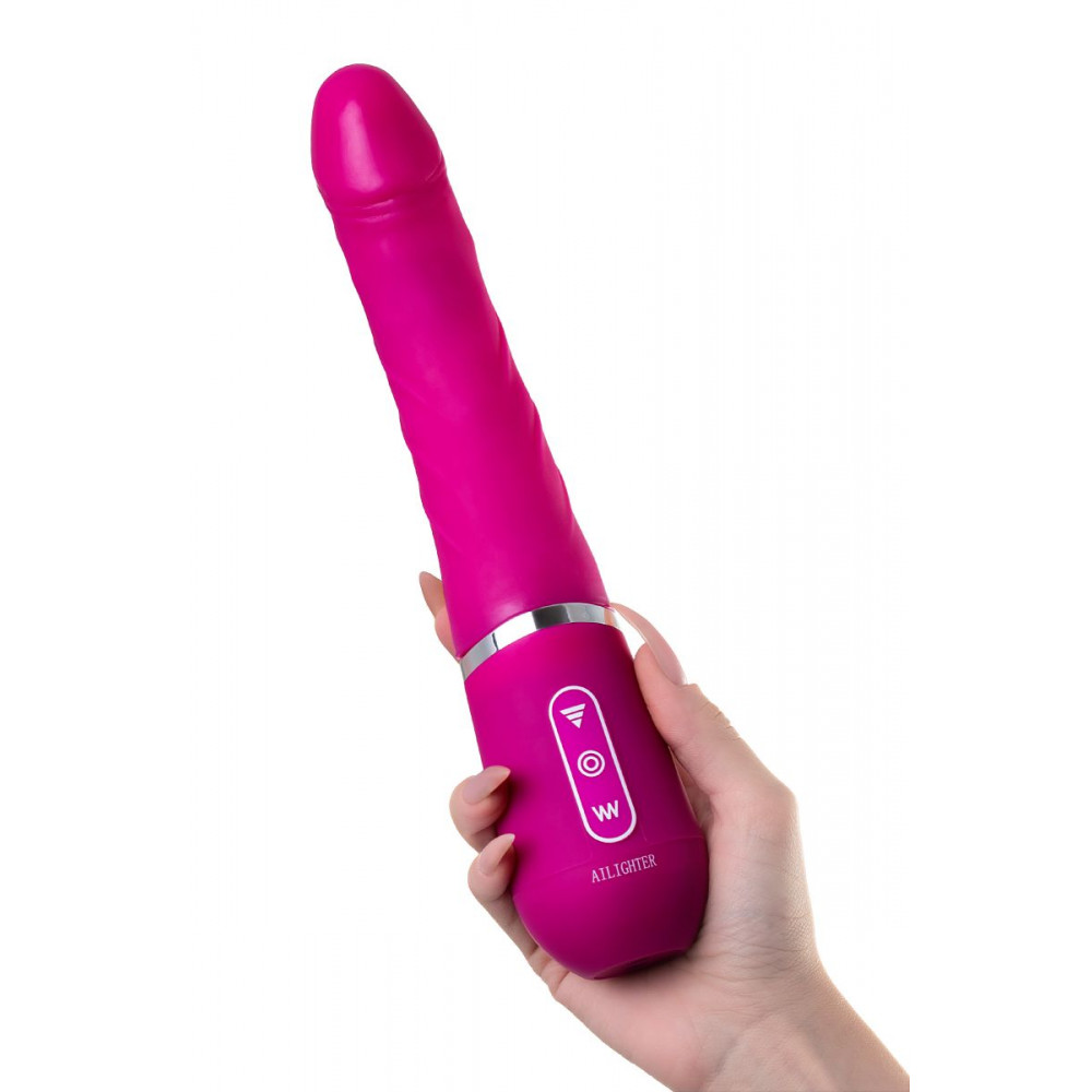 Розовый нереалистичный вибратор Ailighter Smart Telescopic Lover - 27,1 см.