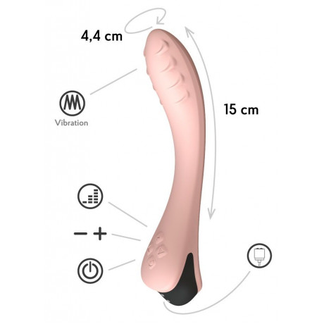 Персиковый вибратор для G-точки Apus - 19 см.