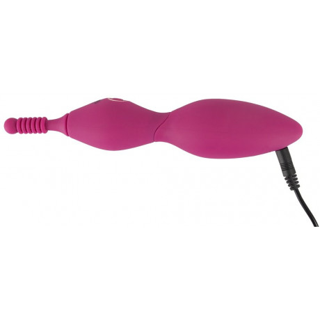 Ярко-розовый клиторальный вибратор с 3 насадками Spot Vibrator with 3 Tips - 17,9 см.