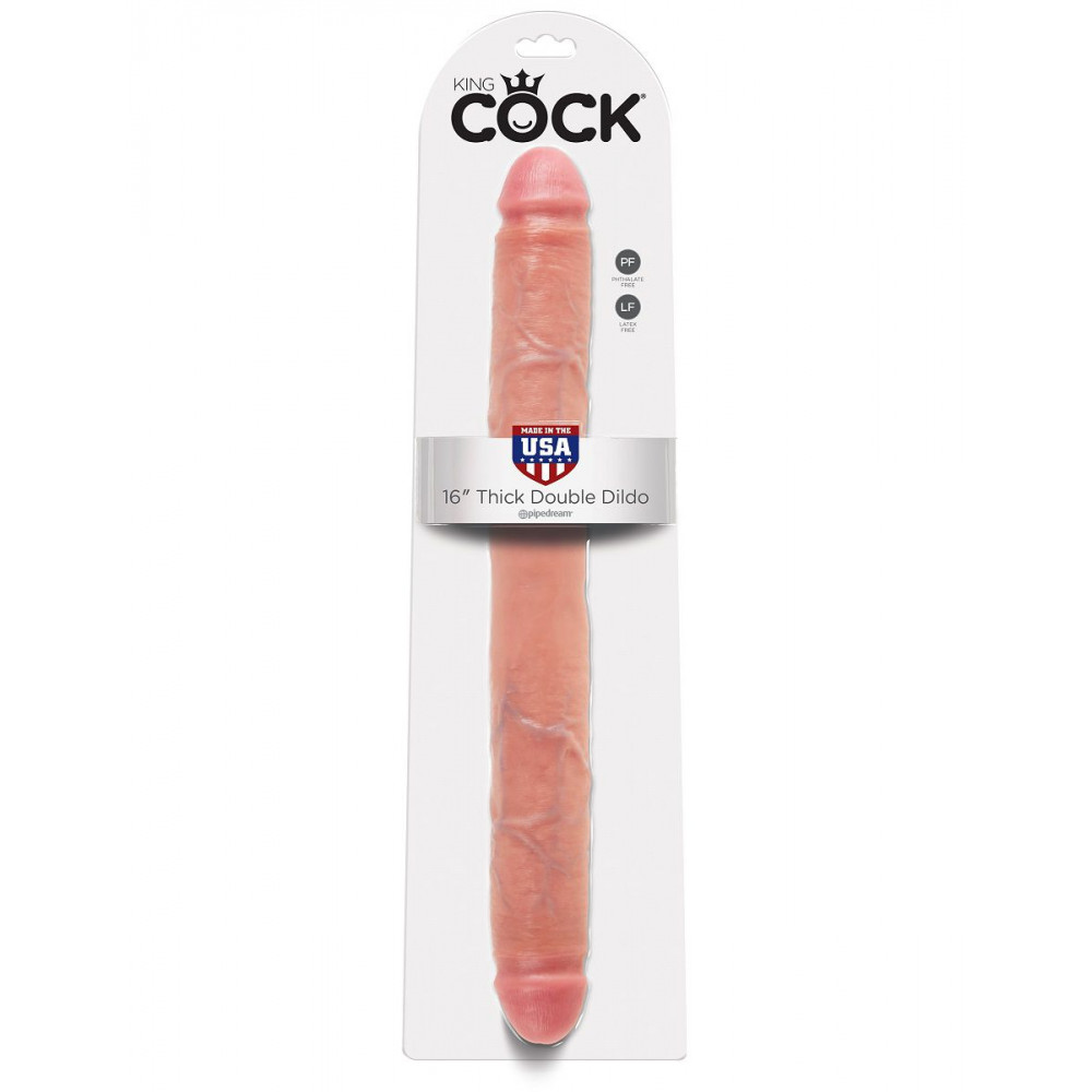 Телесный двусторонний фаллоимитатор 16" Thick Double Dildo - 40,6 см.