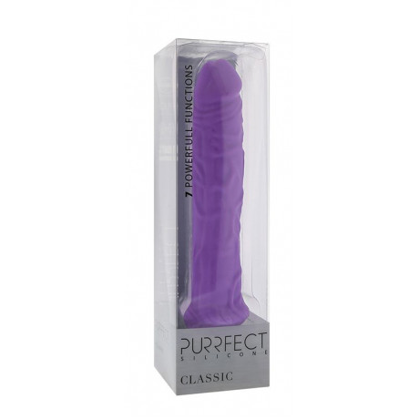 Фиолетовый вибратор-реалистик PURRFECT SILICONE CLASSIC 8.5INCH - 21,5 см.