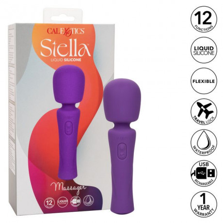 Фиолетовый ванд Stella Liquid Silicone Massager - 17,25 см.