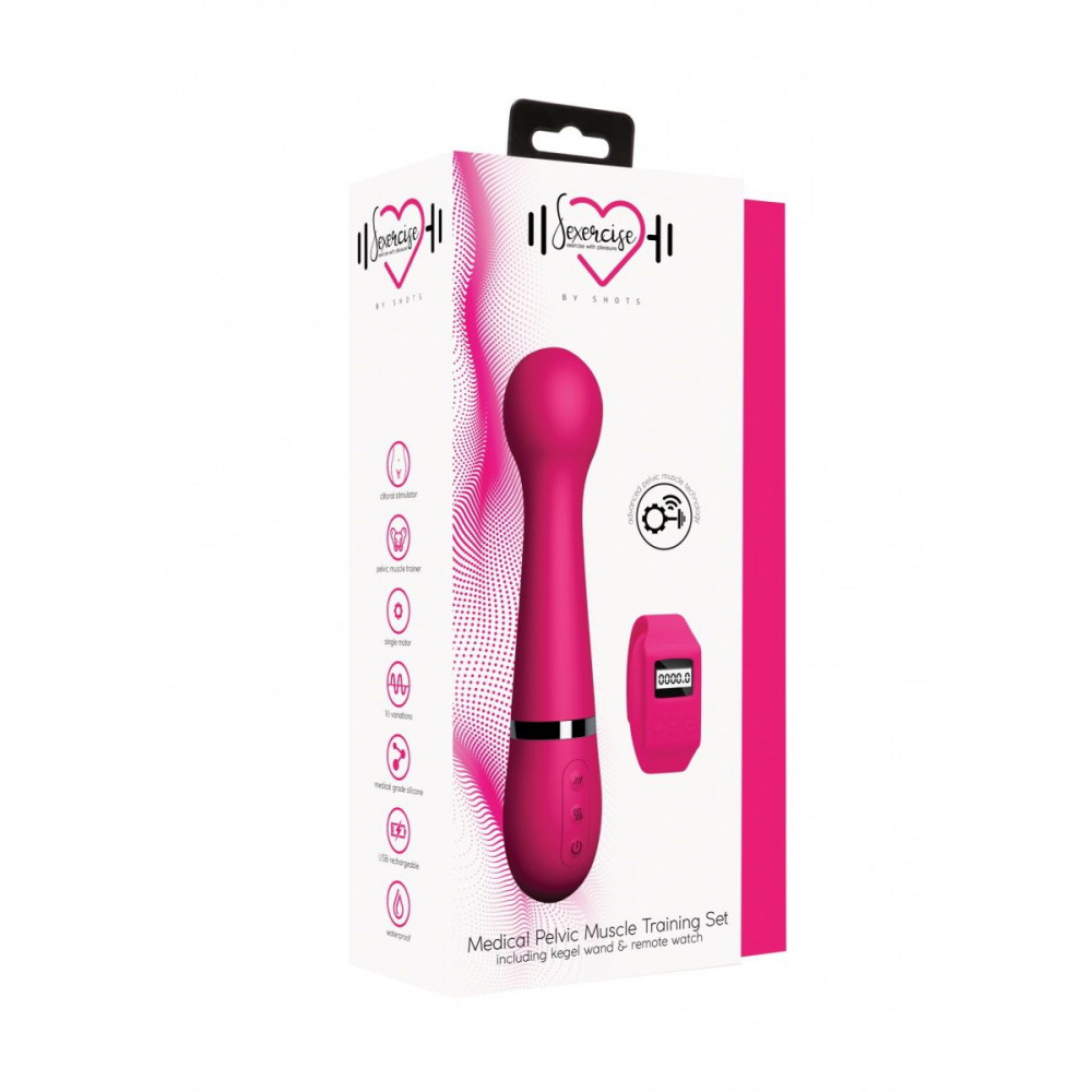 Розовый вибромассажер Kegel Wand - 18,5 см.