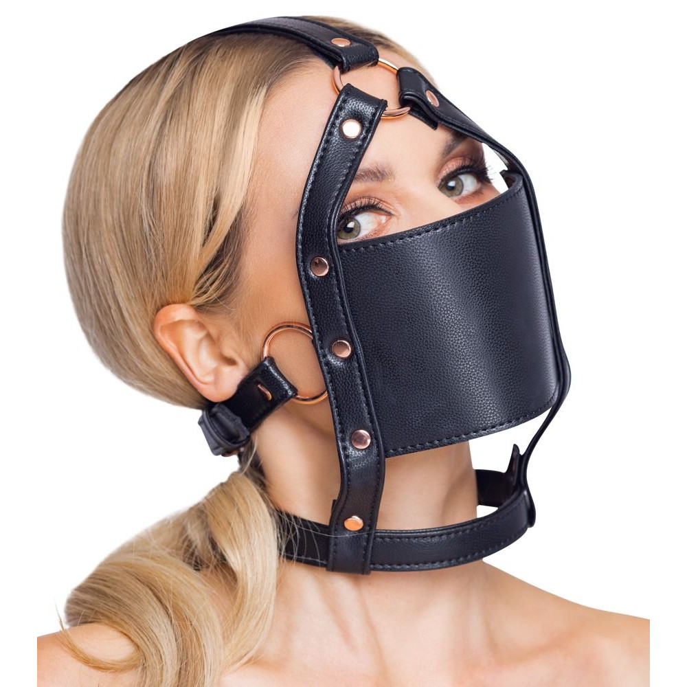 Черный намордник с кляпом-шаром Head Harness With A Gag