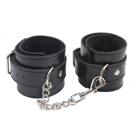 Черные оковы на ноги Obey Me Leather Ankle Cuffs