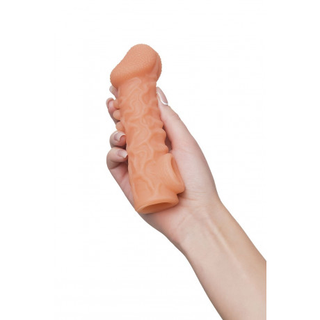 Телесная закрытая насадка с шершавой головкой Cock Sleeve Size M - 15,6 см.