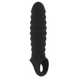 Чёрная ребристая насадка Stretchy Penis Extension No.32