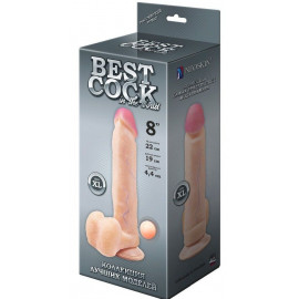 Телесный фаллоимитатор на присоске BEST COCK 8 - 22 см.