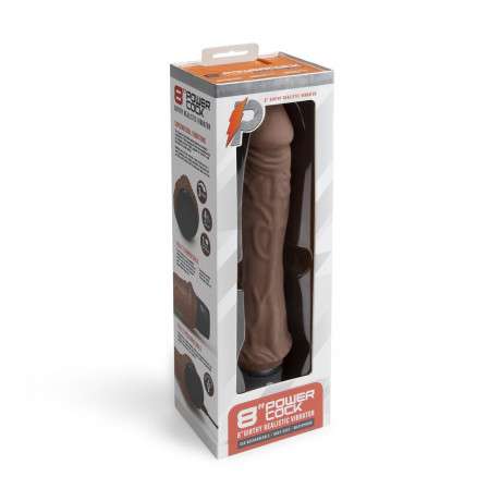 Коричневый вибратор-реалистик 8" Girthy Realistic Vibrator - 24,5 см.