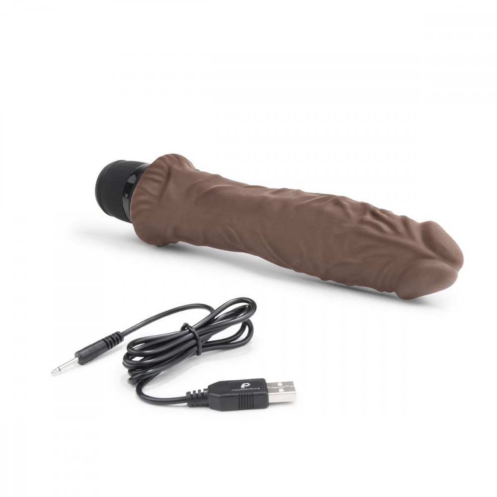 Коричневый вибратор-реалистик 8" Girthy Realistic Vibrator - 24,5 см.