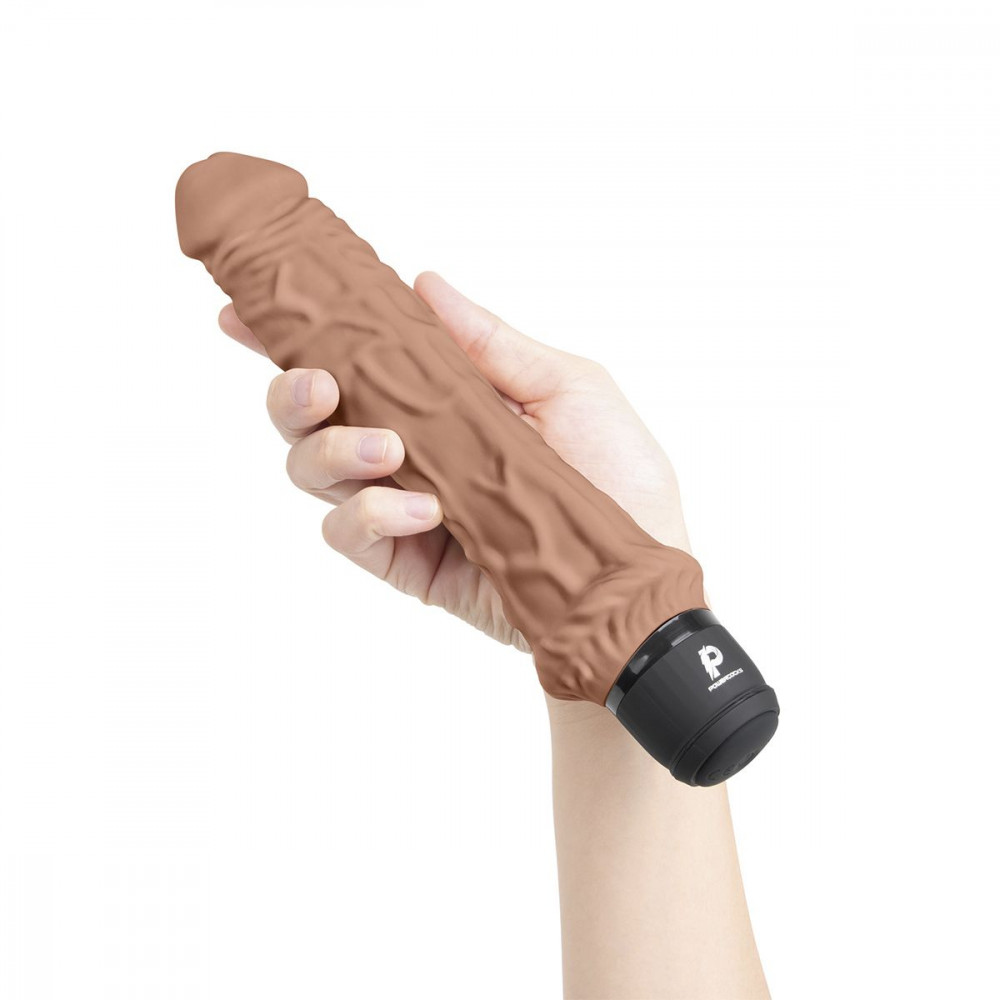 Кофейный вибратор-реалистик 8" Girthy Realistic Vibrator - 24,5 см.