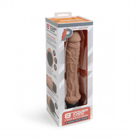 Кофейный вибратор-реалистик 8" Girthy Realistic Vibrator - 24,5 см.