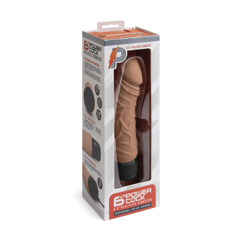 Кофейный вибратор-реалистик 6.5" Girthy Realistic Vibrator - 19 см.