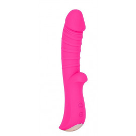 Ярко-розовый вибромассажер 5" Silicone Wild Passion - 19,1 см.