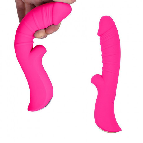 Ярко-розовый вибромассажер 5" Silicone Wild Passion - 19,1 см.