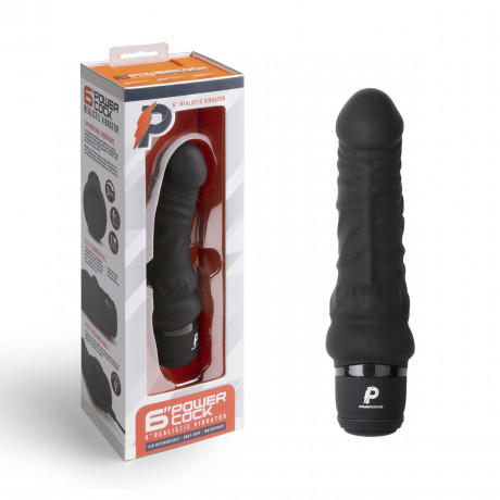 Черный вибратор-реалистик 6" Realistic Vibrator - 17 см.