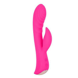 Ярко-розовый вибромассажер-кролик 5" Silicone Ripple Passion - 19,1 см.