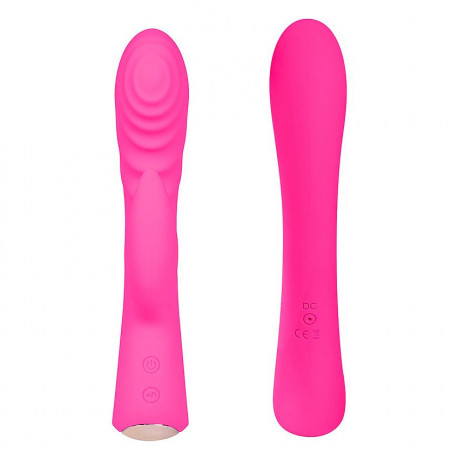 Ярко-розовый вибромассажер-кролик 5" Silicone Ripple Passion - 19,1 см.