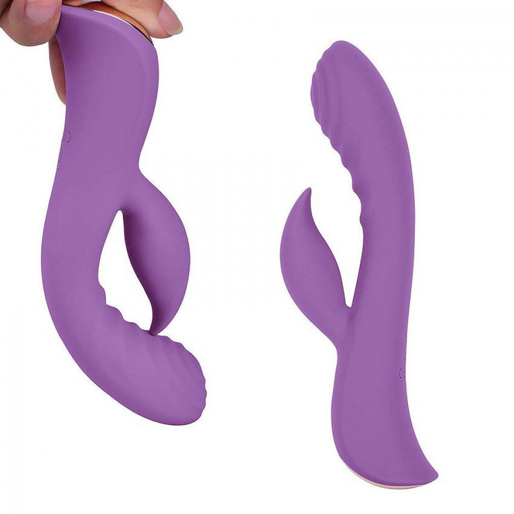 Фиолетовый вибромассажер-кролик 5" Silicone Ripple Passion - 19,1 см.