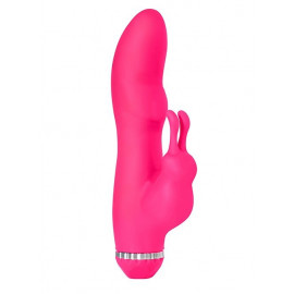 Розовый вибратор с клиторальным стимулятором PURRFECT SILICONE DELUXE RABBIT - 19 см.