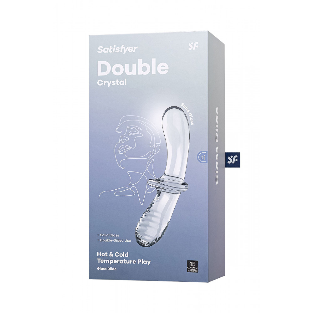 Прозрачный двусторонний стеклянный фаллоимитатор Satisfyer Double Crystal - 19,5 см.